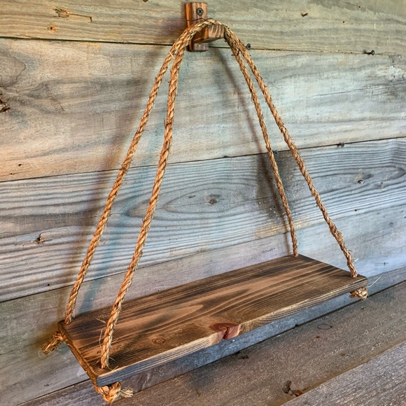 Rustic Wood Hanging Shelf - Picture 2 of 3